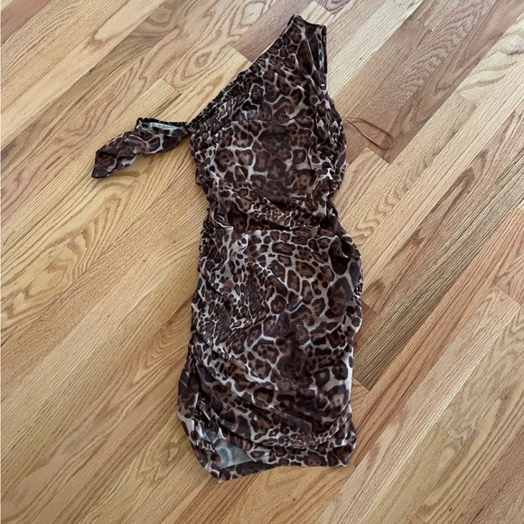 Halloween sexy print Mesh mini dress sheer leopard print dress - Picture 2 of 2